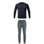 Preview: MEXX 194020 Herren Pyjama Schlafanzug Lang Rundhals Navy/Karriert DIVERSE Größen