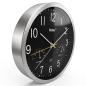 Preview: Mebus 12865 Funkwanduhr mit Thermometer und Hygrometer Aluminium-Rahmen Silber/SCHWARZ