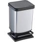 Preview: Rotho Paso Mülleimer 20l mit Deckel, Kunststoff (PP) BPA-frei, silber metallic, 20 Liter (29,3 x 26,6 x 45,7 cm)