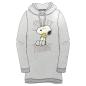 Preview: PEANUTS Snoopy Kapuzenpullover lang - Sweatkleid für Damen - Grau L
