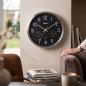 Preview: Mebus 12865 Funkwanduhr mit Thermometer und Hygrometer Aluminium-Rahmen Silber/SCHWARZ