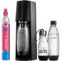 Preview: SodaStream Wassersprudler TERRA Vorteilspack mit CO2-Zylinder, 2x 1L spülmaschinenfeste Kunststoff-Flasche und 1x 0,5L spülmaschinenfeste Kunststoff-Flasche, Höhe 44cm, Schwarz