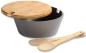 Preview: Kesper Obst- & Salatschale mit Besteck & Deckel aus Bambus Ø 26 cm aus Melamin