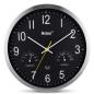 Preview: Mebus 12865 Funkwanduhr mit Thermometer und Hygrometer Aluminium-Rahmen Silber/SCHWARZ