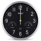 Preview: Mebus 12865 Funkwanduhr mit Thermometer und Hygrometer Aluminium-Rahmen Silber/SCHWARZ