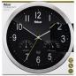 Preview: Mebus 12865 Funkwanduhr mit Thermometer und Hygrometer Aluminium-Rahmen Silber/SCHWARZ