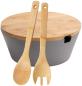 Preview: Kesper Obst- & Salatschale mit Besteck & Deckel aus Bambus Ø 26 cm aus Melamin