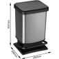 Preview: Rotho Paso Mülleimer 20l mit Deckel, Kunststoff (PP) BPA-frei, CARBON metallic, 20l (29,3 x 26,6 x 45,7 cm)