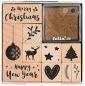 Preview: folia 31108 - Holzstempelset Christmas, inklusive 10 Holzstempel und 2 Stempelkissen