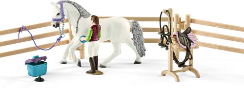 Schleich 42389  - Tierfiguren, Reitschule mit Reiterinnen und Pferden