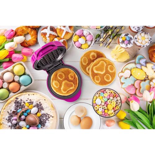 BESTRON Mini-Waffeleisen im einzigartigen Paw Patrol Design, inkl. Backampel, Waffelgröße: Ø 10cm, Farbe: ROSA