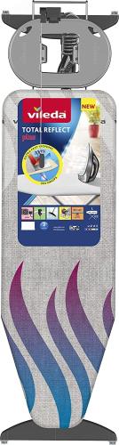 Vileda Total Reflect Plus Bügelbrett XXL, Bügeltisch für Dampfbügelstation, große Bügelfläche von 130 x 44 cm, höhenverstellbar von 74 bis 97 cm