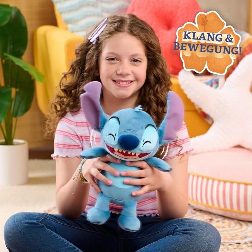 Preview: Just Play - Disney STITCH Crack Me Up-Plüschpuppe mit Geräuschen und Bewegung, 28 cm große, interaktive Stofffigur