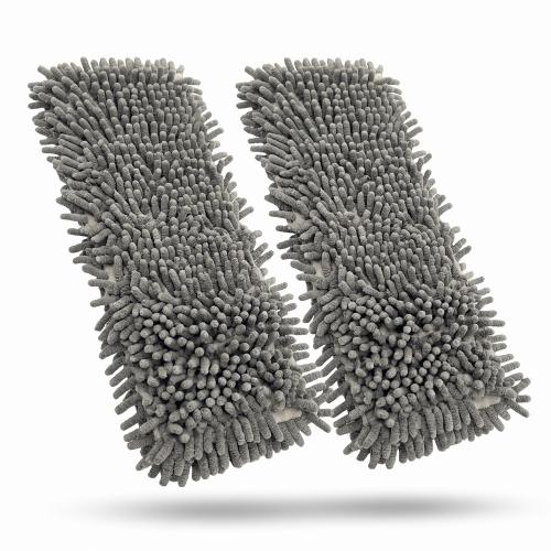 Preview: HOME IDEAS 2er Pack CHENILLE WISCHBEZUG für alle Böden - Grau UNIVERSAL 44 x 14 cm