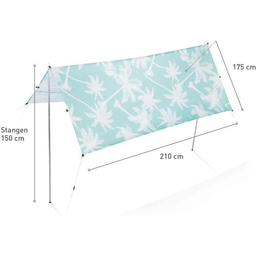 Preview: GARVIDA Sonnensegel rechteckig - 210cm x 175cm |mit praktischer Tragetasche | 3 Konfigurationsmöglichkeiten -[türkis/weiß]