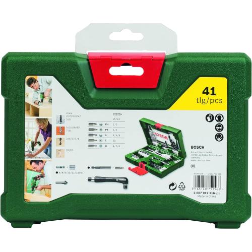 Bosch Accessories Bosch 41tlg. V-Line Bohrer und Bit Set (für Holz, Stein und Metall, mit Bit-Handschraubendreher ohne Ratschenfunktion, Zubehör Bohr- und Schraubwerkzeuge)