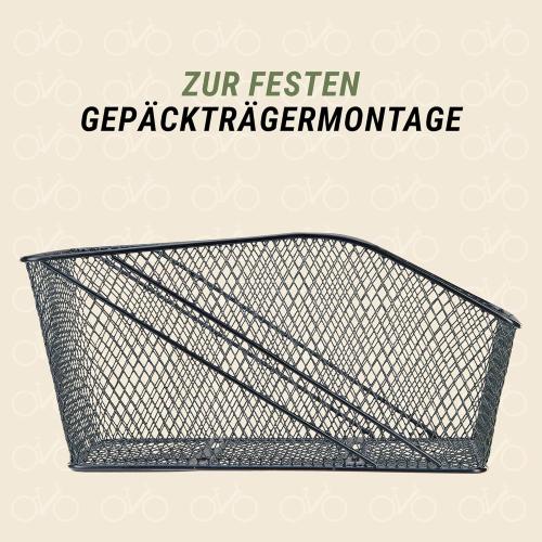 Prophete 7423 Fahrradkorb XXL, für Gepäckträger, inkl. Befestigungsmaterial, Feste Montage, max. 10 kg Tragkraft, 460 x 295 x 225 mm