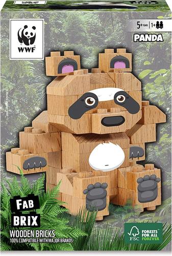 FabBrix WWF Wooden Bricks PANDA Holzbausteine, 100% kompatibel mit konventionellen Bausteinen