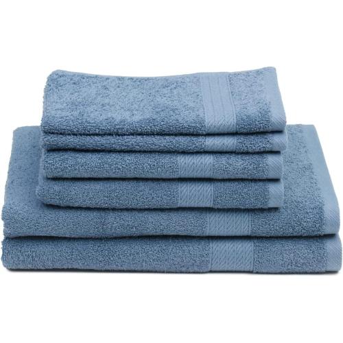 Gözze - Frottier-Set, 2 Handtücher (50 x 100 cm), 2 Duschtücher (70 x 140 cm) und 2 Gästetücher (30 x 50 cm), 100% Baumwolle, 480 g/m² - BLAU