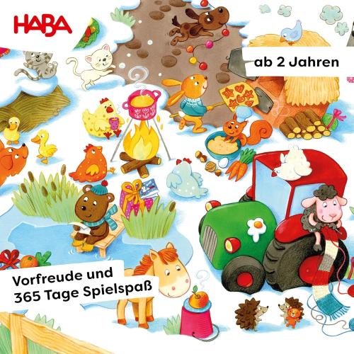 HABA Adventskalender - Weihnachten auf dem Bauernhof – 3D-Spielkulisse mit 24 liebevollen Holzfiguren