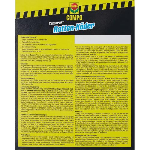 Compo Cumarax Ratten-Köder, Getreidepads, Fraßköder für Köderboxen, 20 Beutel (200 g)