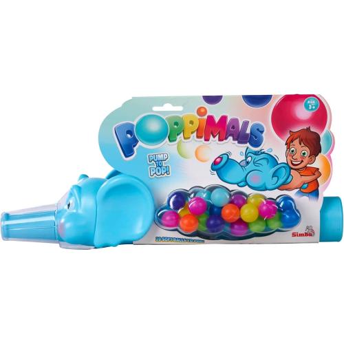 Simba Poppimals Elefant Ballkanone (35 cm) mit 20 bunten Bällen, mit Pumpmechanismus und Silikonrüssel