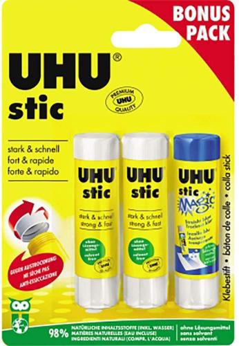 UHU Stic Kleber Klebestift 2x8,2g + 1 Stic Magic gratis 