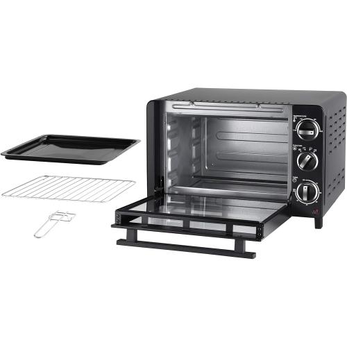 UNOLD 68875 OFEN Allround, 1.200 W, 18 L Volumen, 4 Edelstahl-Heizelemente, mit doppelverglaster Tür, 1200, Metall, 18 liters, Schwarz