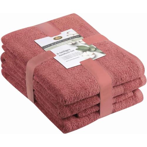 Gözze - Frottier-Set, 2 Handtücher (50 x 100 cm), 2 Duschtücher (70 x 140 cm) und 2 Gästetücher (30 x 50 cm), 100% Baumwolle, 480 g/m² - ROT