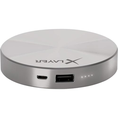 XLayer Powerbank PLUS Fashion 6.000mAh, Externer Akku für Smartphone und Tablet - Farbe GRAU
