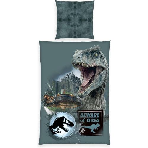 Herding Bettwäsche-Set, Jurassic World - T-REX Beware of GIGA, Kopfkissenbezug ca. 80 x 80 cm, Bettbezug ca. 135 x 200 cm