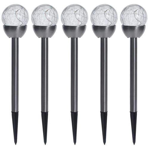 Pro Garden Solar LED Edelstahl 5er Set silber 