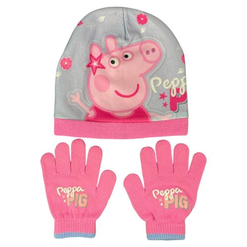 PEPPA PIG 13869 - Kinder Winter Set Gr. 51/54 cm Mütze und Handschuhe