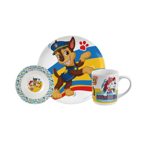 Preview: PAW PATROL Kindergeschirr - Frühstückset Teller, Schale, Becher BOYS