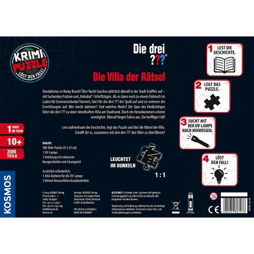 KOSMOS 697976 Krimi Puzzle Die drei ??? Die Villa der Rätsel, 300 Teile