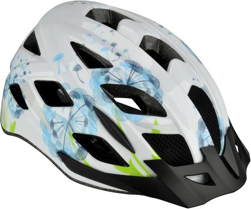 FISCHER Erwachsene Fahrradhelm, Radhelm, Cityhelm Urban Flower, S/M, 52-59cm, weiß blau, mit beleuchtetem Innenring-System
