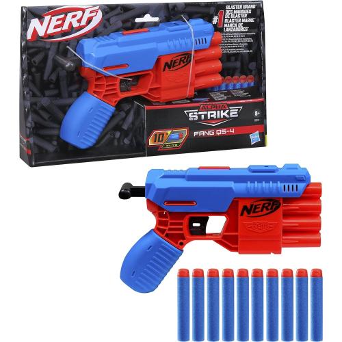 Hasbro E6973 QS-4 Nerf Alpha Strike Spielzeug-Blaster - inklusive zehn Nerf Elite Darts - für Kinder, Teenager, Erwachsene 