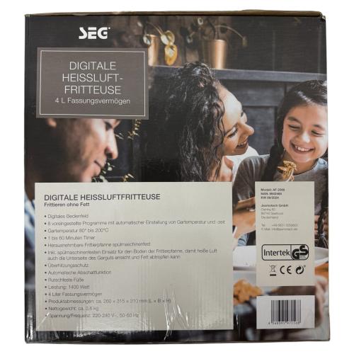 SEG Digitale Heissluft Fritteuse AF2599 Airfryer 4 Liter - SCHWARZ