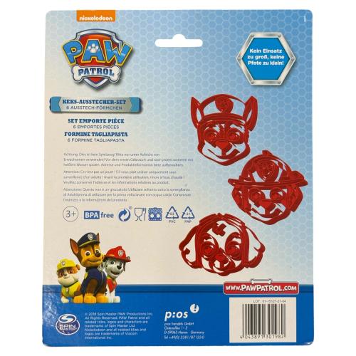 Preview: P:OS 6-teilig Keks-Ausstech-Förmchen Motiv - PAW PATROL