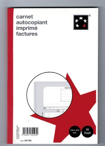 Manifold autocopiant facture 5* 148x210 mm 50 dubli Rechnungsblock