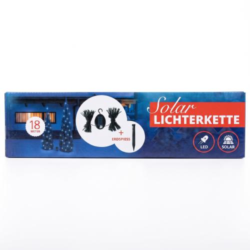 Preview: LED Solarlichterkette 18 Meter 100 kalt-weiße LEDs 2 Leutschtmodi wählbar