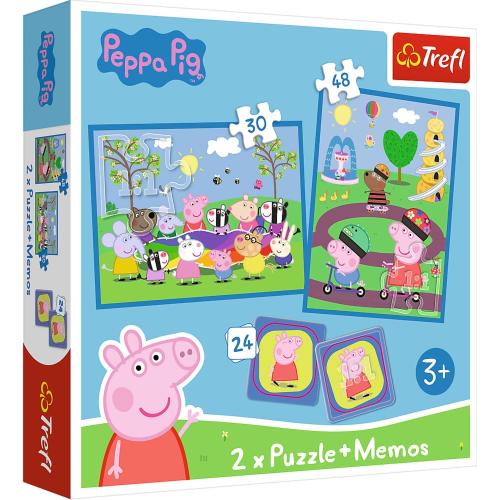 Trefl 93331 - 2 in 1 Puzzles + Memo Peppa Pig