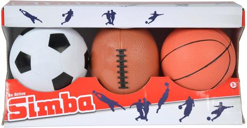 Simba Mini Spielbälle Set, 3 Stück Fußball, Basketball, Football Größe 9-10 cm