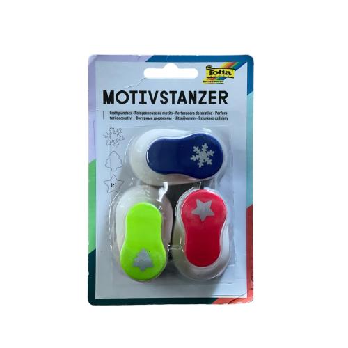 folia 7009 Weihnachts-Motivstanzer Motivlocher, 3er Set Sortiert