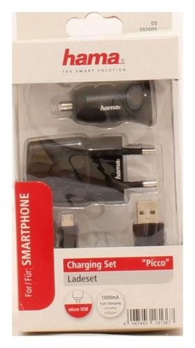 Hama micro-USB Ladeset schwarz Auto, Innenraum, AC, Schwarz 