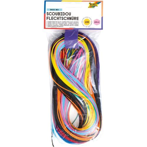 folia 731100 - Basic Mix 100 Stück  Scoubidou Flechtschnüre, 100 cm