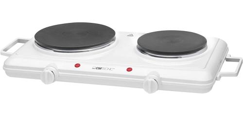 Clatronic Doppel-Kochplatte DKP 3583, zwei Kochplatten groß 18cm und klein 15cm, Weiss