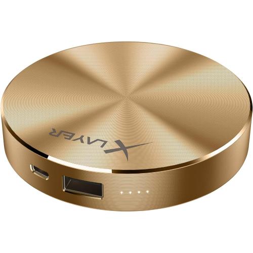 XLayer Powerbank PLUS Fashion 6.000mAh, Externer Akku für Smartphone und Tablet - Farbe GOLD