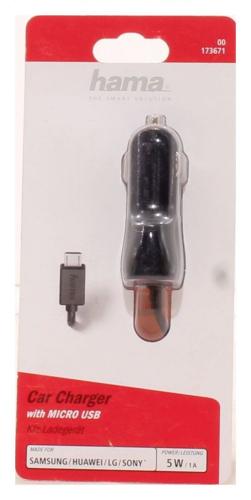 Hama 00173671 Kfz-Ladegerät, Micro-USB, 1 A, Schwarz