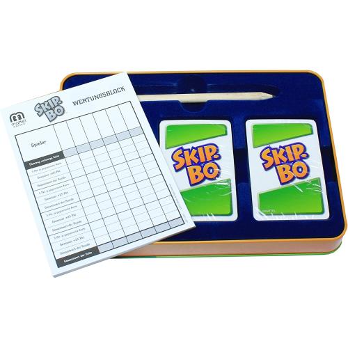 Mattel Games L3671 - Skip-Bo Deluxe in hochwertiger Sammelbox aus Metall, Kartenspiel, geeignet für 2 - 6 Spieler
